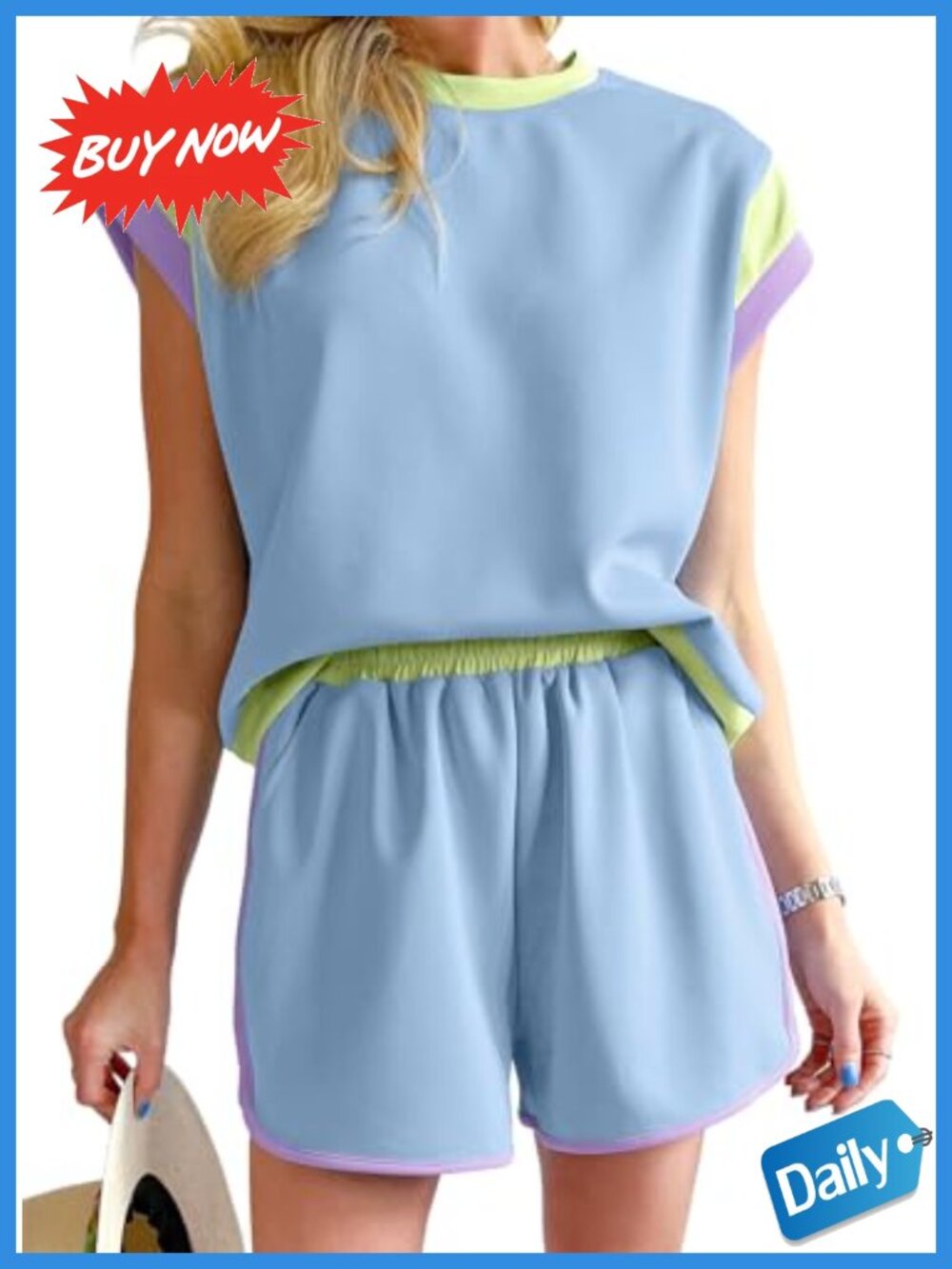 2 Piece Lounge Tracksuit Short Set with Pockets Crewneck